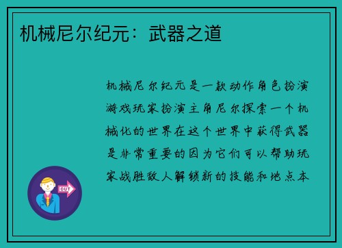 机械尼尔纪元：武器之道