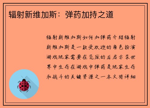 辐射新维加斯：弹药加持之道